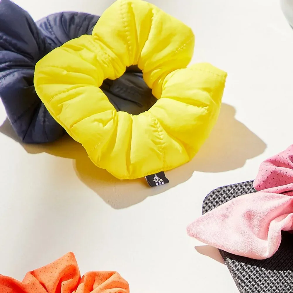 Free People Puffy Scrunchie in Bright Yellow